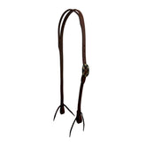 Showman Oiled Harness Split Ear Headstall With Antique Silver Bar Buckle