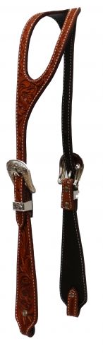 Showman Argentina cow leather headstall with ear silt