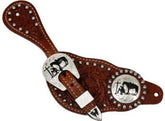 Showman ® Ladies size floral medium tooled leather spur straps
