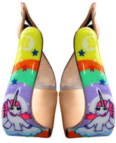 Showman Pony/Youth polished aluminum stirrup with rainbow unicorn print