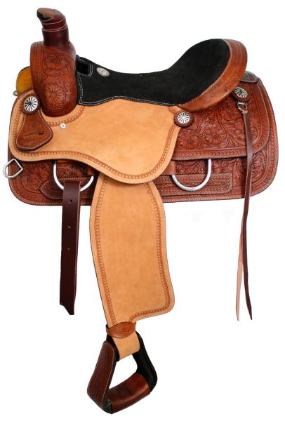 16" Double T Roper style saddle with suede leather seat